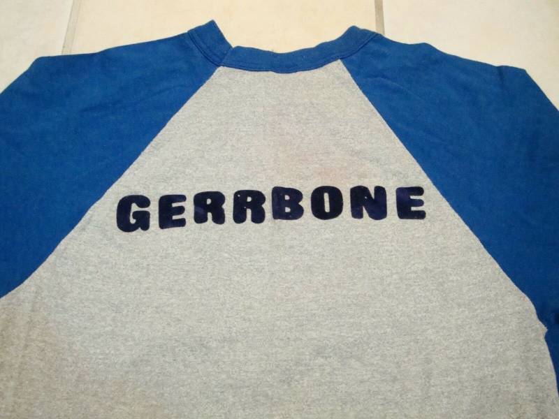 Jahrgang Gerrbone Baseball-stil Grau/Blau Raglan Ärmel T Shirt S von VinnieVtg
