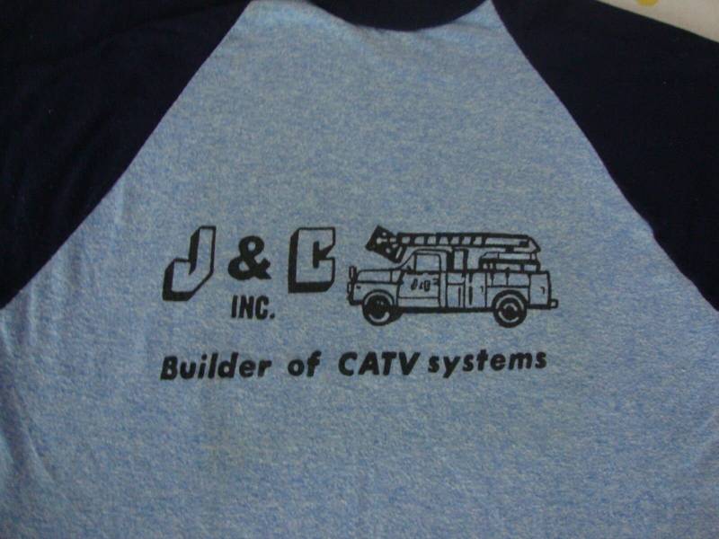 Jahrgang J&c Catv Lkw Heide Blau Rayon Tri Mischung Jersey Ärmel T Shirt Größe S von VinnieVtg