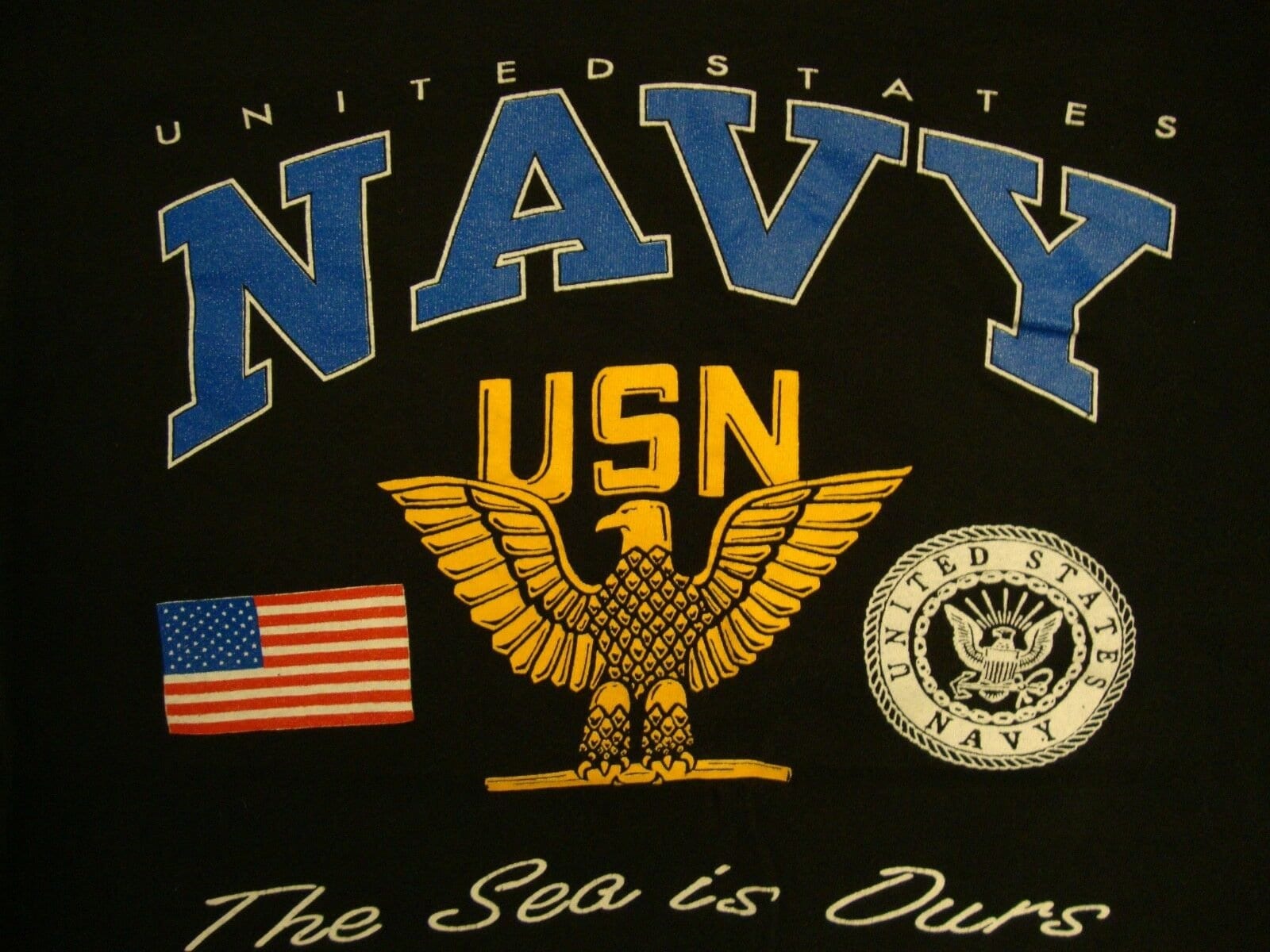 Jahrgang United States Navy Das Meer Ist Unsere Flagge Adler Emblem Schiff T Shirt L von VinnieVtg