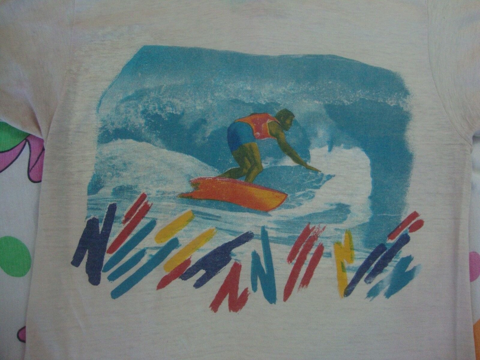 Vintage 80Er Surfen Aqua Freuden Surfbrett Weiches Papier Dünne T Shirt Größe S von VinnieVtg