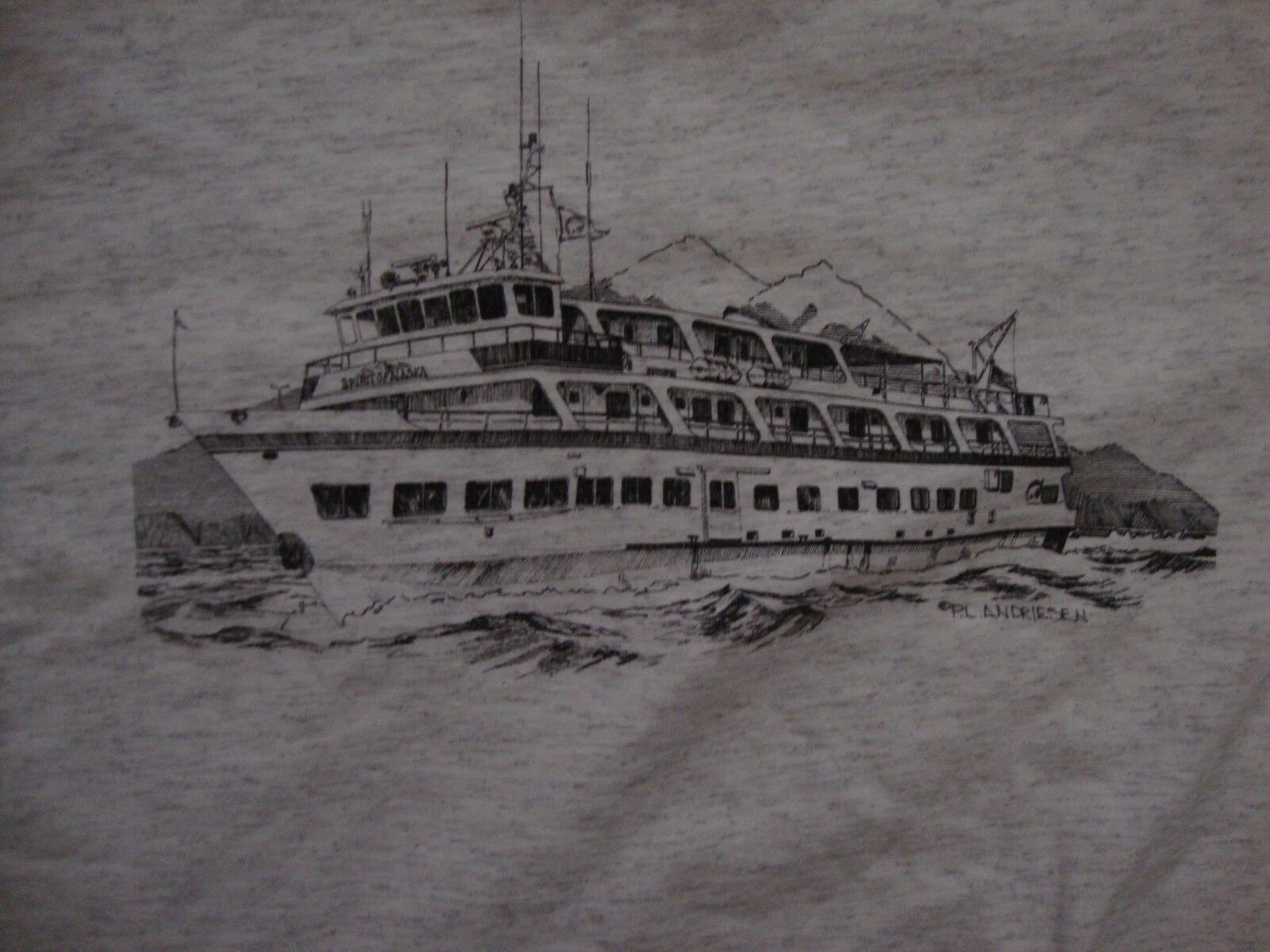 Vintage 90Er Jahre Geist Von Alaska Kreuzfahrt Souvenir Grau Baumwolle T Shirt Größe M von VinnieVtg