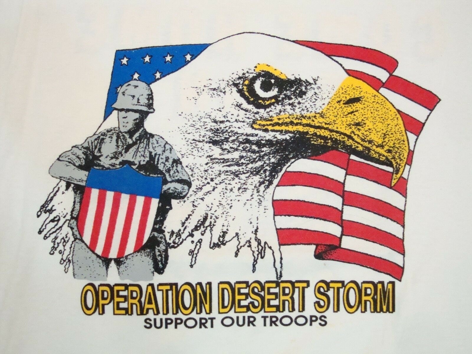 Vintage Operation Wüste Sturm Truppenunterstützung 4. Juli Unabhängigkeit T Shirt M von VinnieVtg