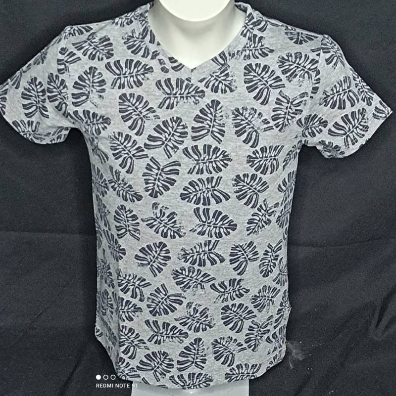 Vinrose Junge T-Shirt grau Blätter weich von Vinrose