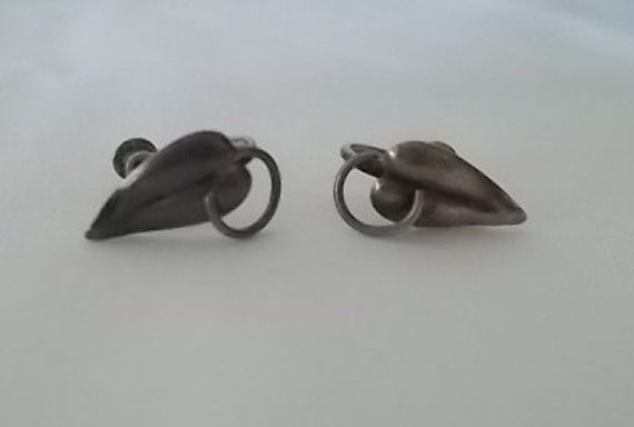 Alt~Vintage~sterlingsilber~Ohrringe~Schraubverschluss~Blatt~925~Damen~Schmuck~60Er~Schraubverschluss von VinsVintageJewels