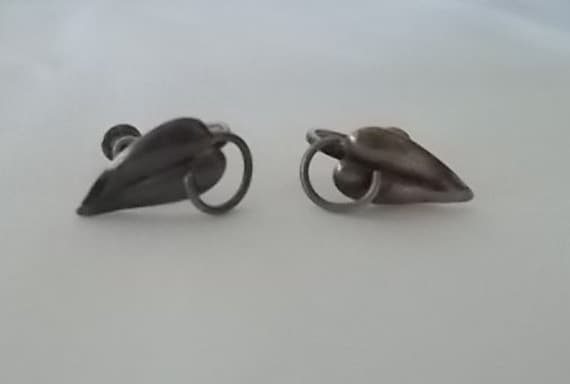 Alt~Vintage~sterlingsilber~Ohrringe~Schraubverschluss~Blatt~925~Damen~Schmuck~60Er~Schraubverschluss von VinsVintageJewels