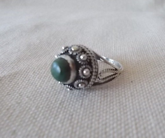 Jahrgang ~ Sterling Silber Gift Ring 925 Feine Schmuck Türkis Stein Mexiko 6 ~Adj.~6.18Gm.~Snuff~Locket~Pill Box Ringgröße Frau Teen von VinsVintageJewels