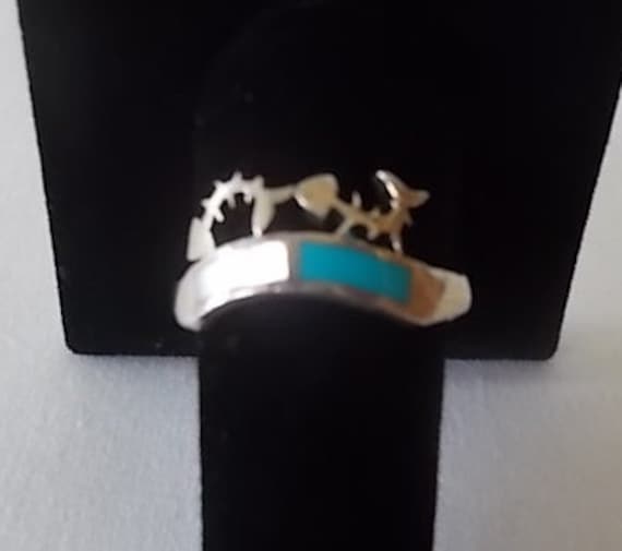 Ungewöhnliche ~ Vintage Sterling Silber Türkis Mop Ring Südwestlichen 925 Feine Schmuck Größe 10 1/2 Mans Harley Rider Herren von VinsVintageJewels