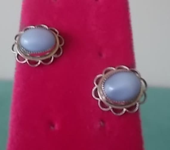 Vintage~14K~Braun~Gf~Ohrringe~Ohrringe~Ohrringe~Liteblau~steine~Feines~Damen~Schmuck~50Er-60Er~Amco Ohrringe~ von VinsVintageJewels