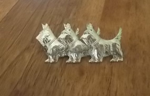 Vintage-sterling-Silber-Scottie-Hund-Pin-Hund-Brosche-925-Fine-Womans-Schmuck-Dog-Handler-Hund-Hund-Scottie-Hund, -Züchter, 2 1/2, -Long-6+Gm von VinsVintageJewels