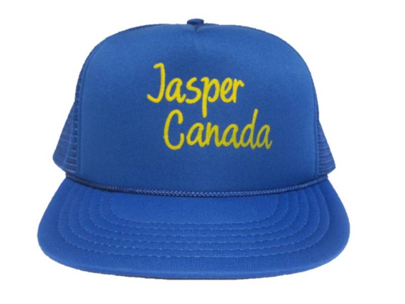 Vintage Jasper Kanada Trucker Mesh Hat - Snapback Snap Back Style Blau Und Gelb von VintAGEDApparel