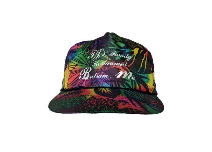 Vintage Tjs Family Restaurant, Blasam, Minnesota Hat - Snapback Snap Back Style Floral Hawaiian Print von VintAGEDApparel
