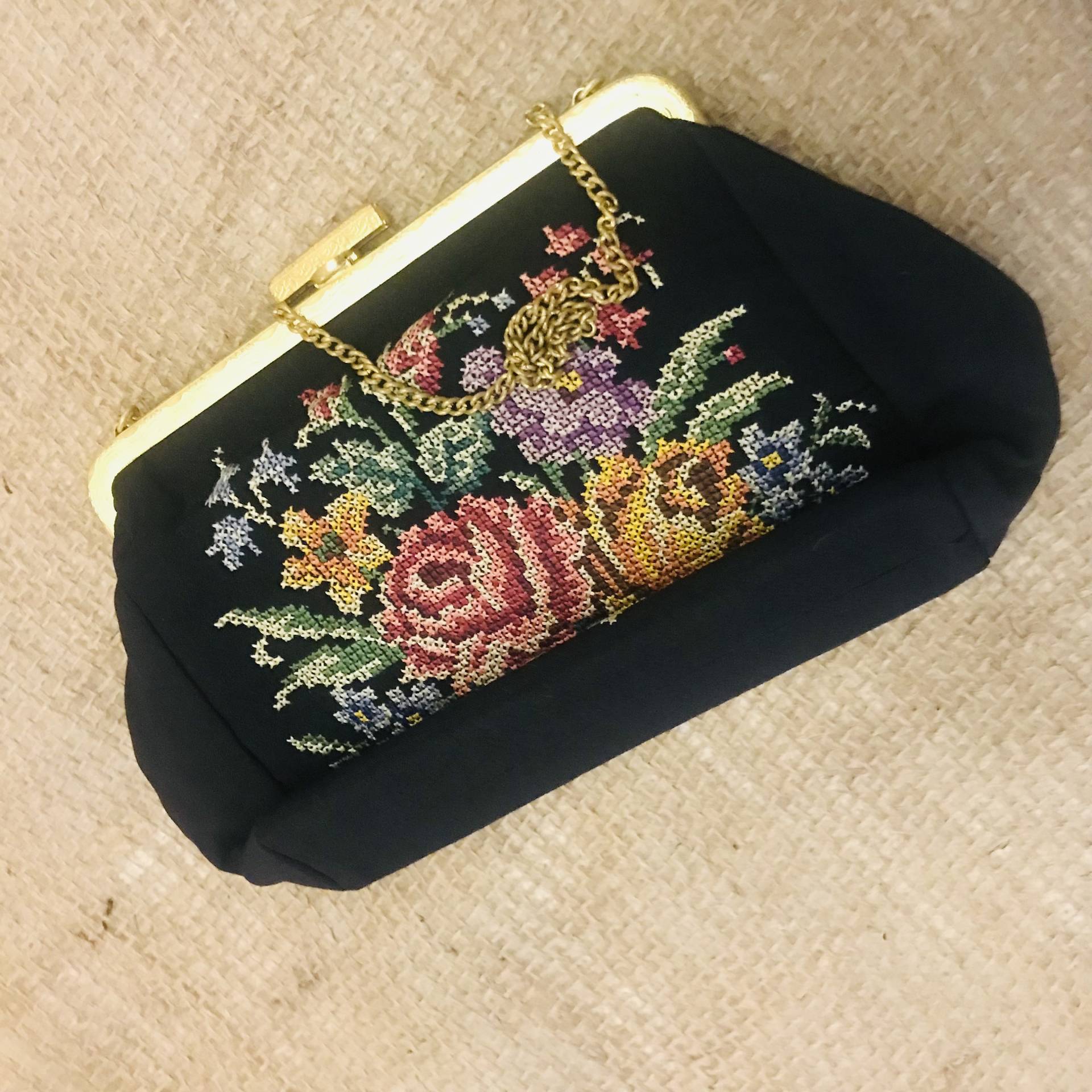 Vintage Petit Point Damen Tasche, Theater Handtasche, Handtasche Mit Stickerei von VintagGlamour