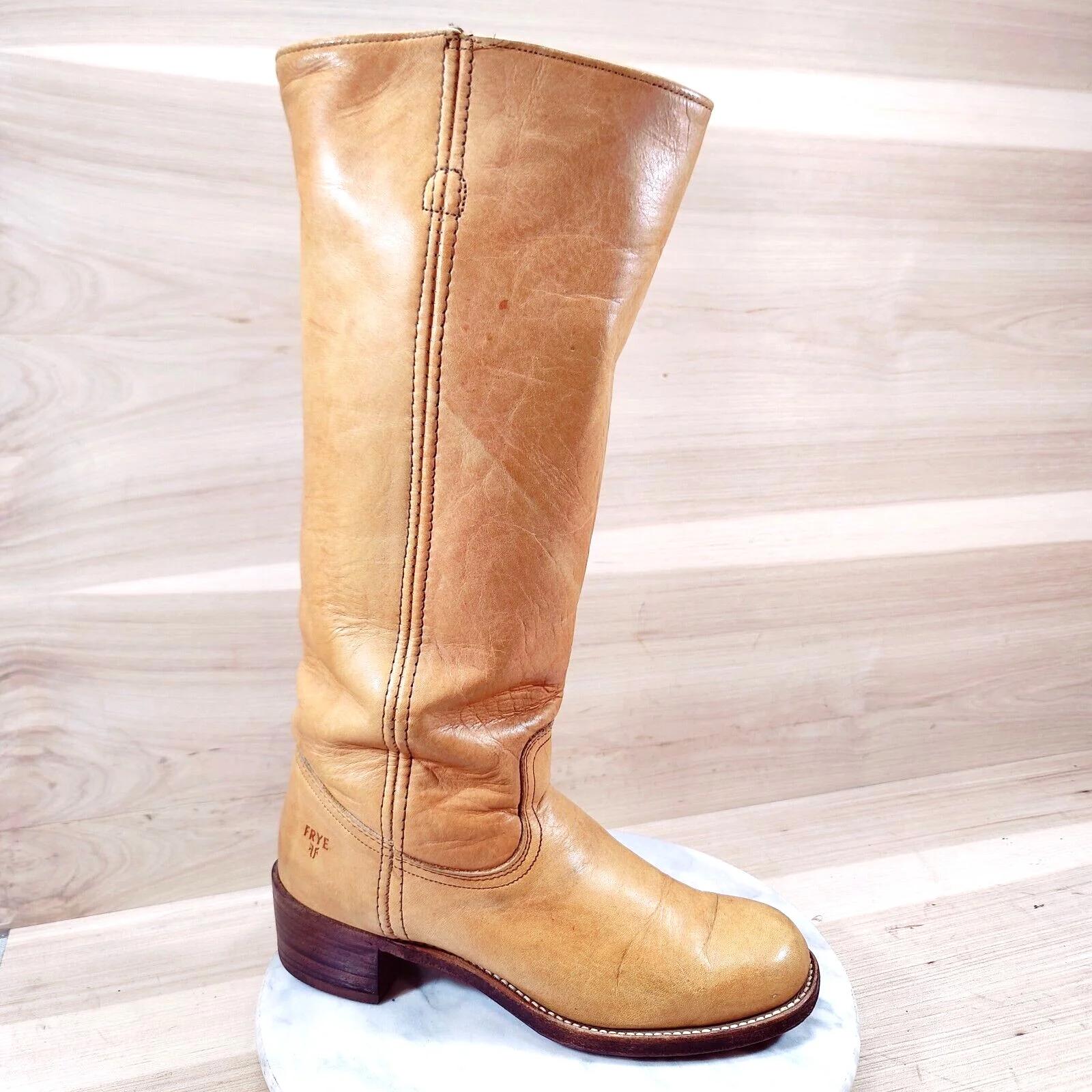 Vtg 80Er Jahre Frye College Hoch Stiefel Frauen 8.5 B Sunrise Orange Knie Hohe Runde Kappe Vtg 80Er Jahre Frye College Hoch Stiefel Frauen 8.5 B Sunrise Orange Knie Hohe Runde Kappe von VintagStoreWD