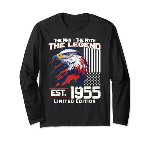 70. Geburtstag Herren Original Jahrgang 1955 Baujahr 1955 Langarmshirt von Vintage 1955 Geburtstag Damen 1955 Motiv mit Adler
