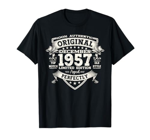 66. Geburtstag Herren Original Dezember Jahrgang 1957 Retro T-Shirt von Vintage 1957 Geburtstag Mann Präsent Dezember 1957