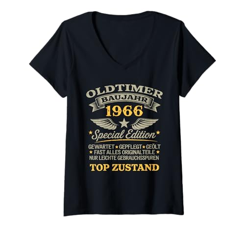 Damen 60th Birthday Man Woman 60 Years Decoration 1966 Gift T-Shirt mit V-Ausschnitt von Vintage 1966 60. Geburtstagsgeschenke