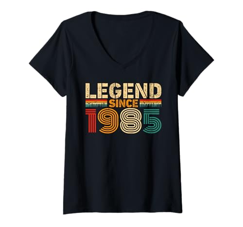 Damen Legend Since 1985 Vintage Birthday Year 1985 Men Women Retro T-Shirt mit V-Ausschnitt von Vintage 1985 Birthday Years Retro 1985 Idea Store