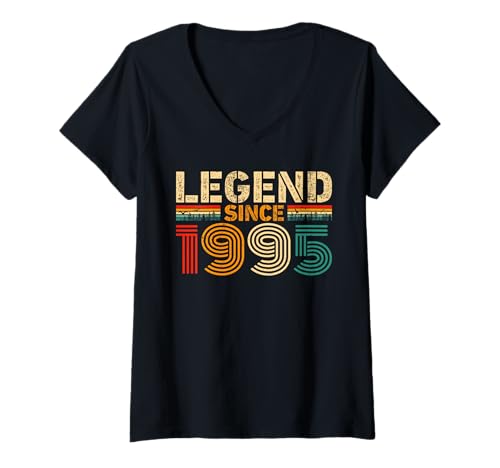 Damen Legend Since 1995 Vintage Birthday Year 1995 Men Women Retro T-Shirt mit V-Ausschnitt von Vintage 1995 Birthday Years Retro 1995 Idea Store