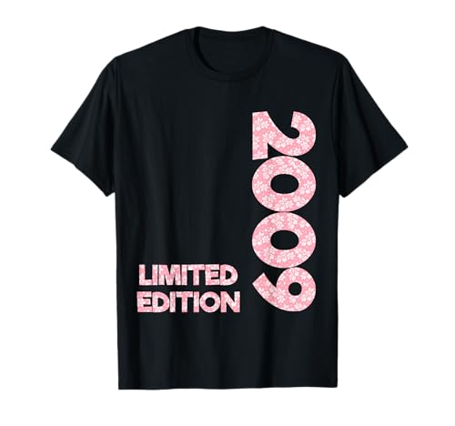 Limited Edition 2009 Geburtstag Frauen Mädchen 2009 Geboren T-Shirt von Vintage 2009 Limited Edition Pink Floral Flower