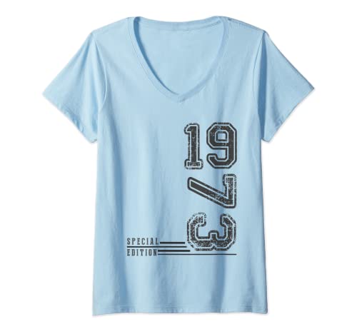 Damen 1973 Special Edition, Retro Vintage Geburtstag Design. T-Shirt mit V-Ausschnitt von Vintage 70's Birthday Retro