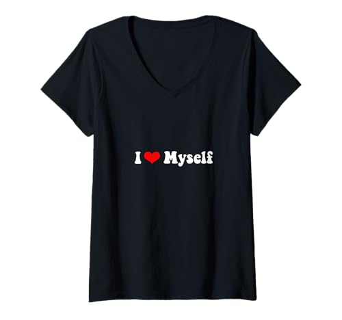 Damen Vintage 70er Jahre I Heart Myself T-Shirt mit V-Ausschnitt Damen Vintage 70er Jahre I Heart Myself T-Shirt mit V-Ausschnitt von Vintage 70s I Love Myself