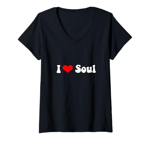 Damen Vintage 70er Jahre I Heart Soul T-Shirt mit V-Ausschnitt Damen Vintage 70er Jahre I Heart Soul T-Shirt mit V-Ausschnitt von Vintage 70s I Love Soul