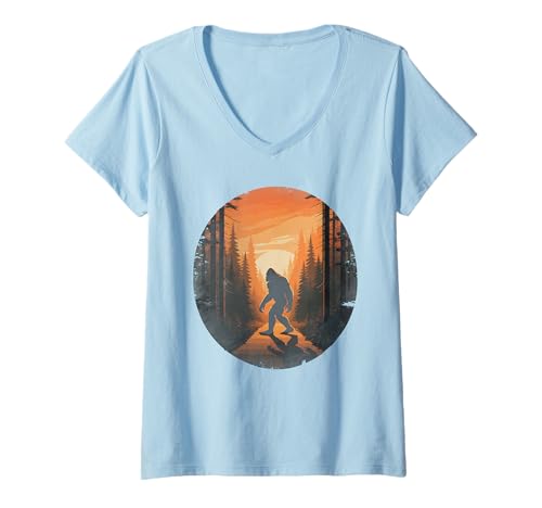 Damen Bigfoot im Wald Abenteuer Outdoor Liebhaber Männer Frauen T-Shirt mit V-Ausschnitt Damen Bigfoot im Wald Abenteuer Outdoor Liebhaber Männer Frauen T-Shirt mit V-Ausschnitt von Vintage Adventure Camping Mountain Hiking