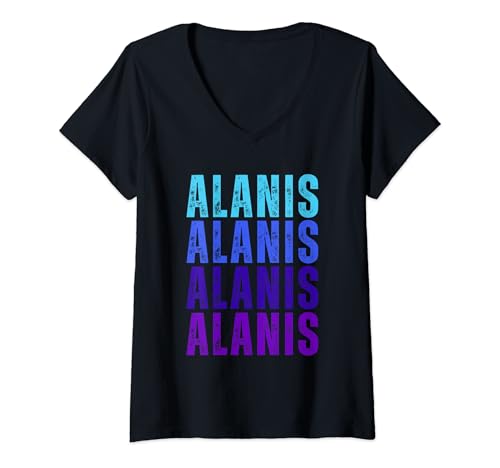 Damen Vorname Alanis I Love Alanis Vintage T-Shirt mit V-Ausschnitt Damen Vorname Alanis I Love Alanis Vintage T-Shirt mit V-Ausschnitt von Vintage Alanis First Name 70's Apparel