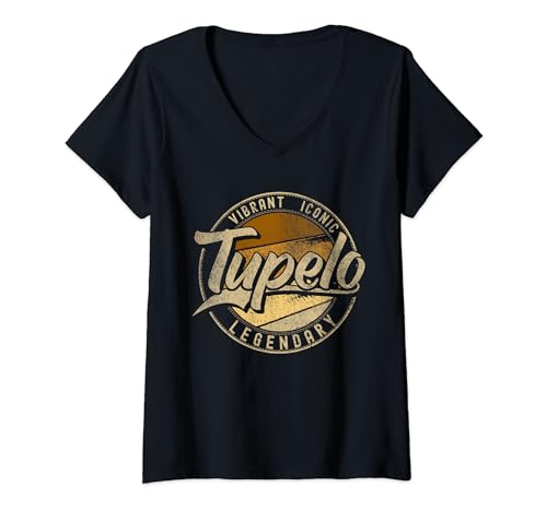 Damen Tupelo MS | Mississippi Vintage Distressed T-Shirt mit V-Ausschnitt von Vintage Apparels for Tupelo - Mississippi