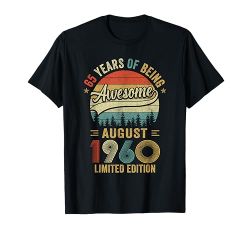 Vintage August 1960 Alter 65. Geburtstag Männer Frauen T-Shirt Vintage August 1960 Alter 65. Geburtstag Männer Frauen T-Shirt von Vintage August 1960 Birthday