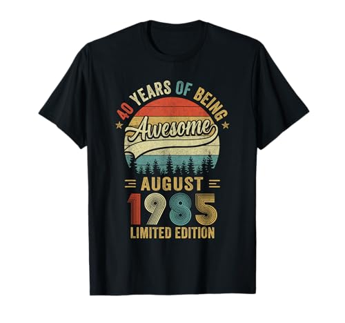 Vintage August 1985 Alter 40. Geburtstag Männer Frauen T-Shirt Vintage August 1985 Alter 40. Geburtstag Männer Frauen T-Shirt von Vintage August 1985 Birthday