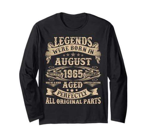 August 1965 60 Jahre alt Geburtstag Geschenke für Männer 60. Geburtstag Langarmshirt August 1965 60 Jahre alt Geburtstag Geschenke für Männer 60. Geburtstag Langarmshirt von Vintage August Birthday Tee For Men Women Funny