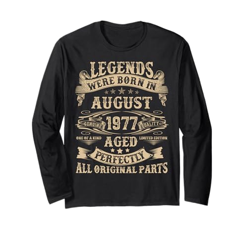 August 1977 48 Jahre alt Geburtstag Geschenke für Männer 48. Geburtstag Langarmshirt August 1977 48 Jahre alt Geburtstag Geschenke für Männer 48. Geburtstag Langarmshirt von Vintage August Birthday Tee For Men Women Funny
