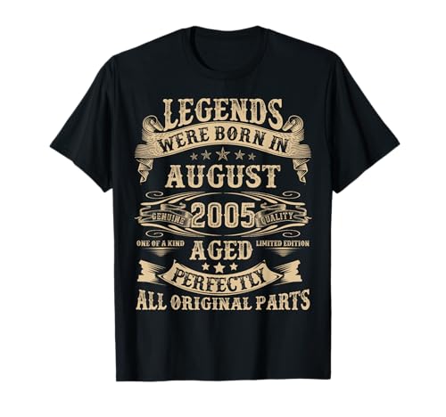 August 2005 20 Jahre alt Geburtstag Geschenke für Männer 20. Geburtstag T-Shirt August 2005 20 Jahre alt Geburtstag Geschenke für Männer 20. Geburtstag T-Shirt von Vintage August Birthday Tee For Men Women Funny