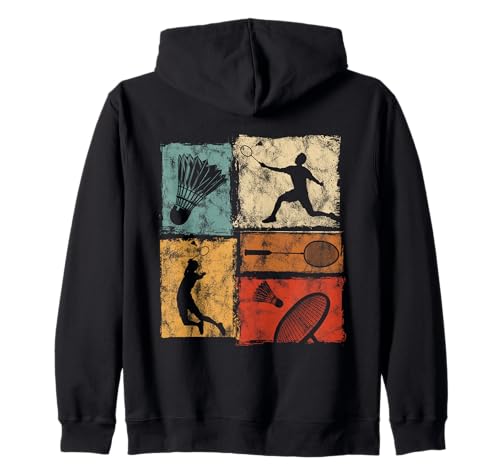 Retro-Badminton-Grafik im Used-Look für Männer Frauen Kinder Spaß Kapuzenjacke Retro-Badminton-Grafik im Used-Look für Männer Frauen Kinder Spaß Kapuzenjacke von Vintage Badminton Designs for Men Women Kids