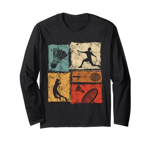 Retro-Badminton-Grafik im Used-Look für Männer Frauen Kinder Spaß Langarmshirt Retro-Badminton-Grafik im Used-Look für Männer Frauen Kinder Spaß Langarmshirt von Vintage Badminton Designs for Men Women Kids