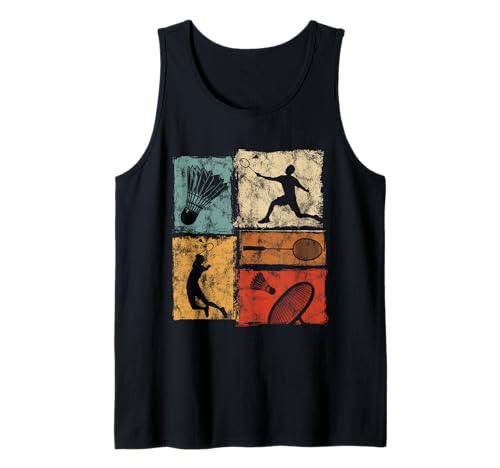 Retro-Badminton-Grafik im Used-Look für Männer Frauen Kinder Spaß Tank Top Retro-Badminton-Grafik im Used-Look für Männer Frauen Kinder Spaß Tank Top von Vintage Badminton Designs for Men Women Kids