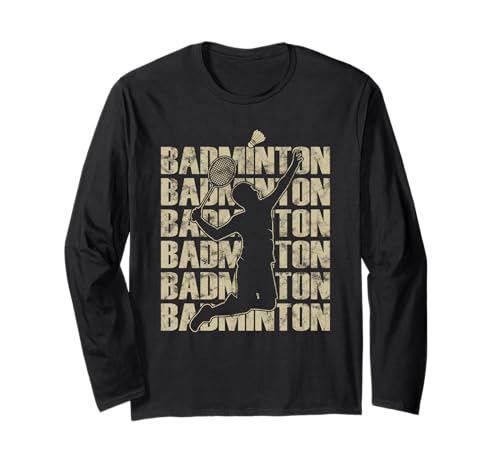 Retro-Badmintonspieler, zerschmettert den Federball für Herren und Damen Langarmshirt Retro-Badmintonspieler, zerschmettert den Federball für Herren und Damen Langarmshirt von Vintage Badminton Designs for Men Women Kids