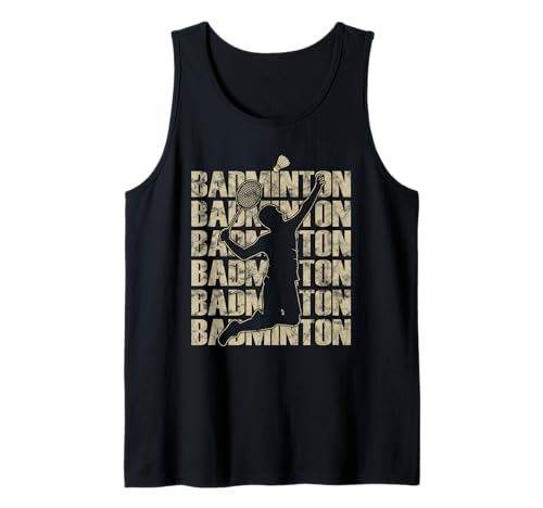 Retro-Badmintonspieler, zerschmettert den Federball für Herren und Damen Tank Top von Vintage Badminton Designs for Men Women Kids