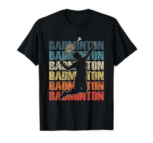 Retro-Badmintonspieler Smash Distressed für Männer, Frauen, Kinder T-Shirt von Vintage Badminton Designs for Men Women Kids