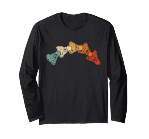 Retro Badminton Federball Flugkurve für Männer Frauen Kinder Langarmshirt von Vintage Badminton Shuttlecocks for Men Women Kids