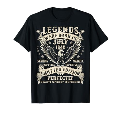 76 Jahre alte Geburtstagsgeschenke für Männer 76. Geburtstag Juli 1949 T-Shirt 76 Jahre alte Geburtstagsgeschenke für Männer 76. Geburtstag Juli 1949 T-Shirt von Vintage Bday Gifts for Legendary Men Born in July