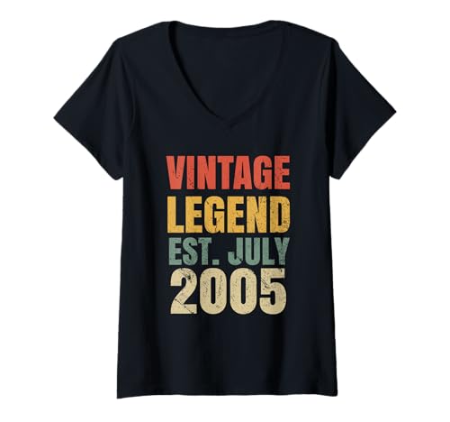 Damen Vintage Legend Est. July 2005 Birthday Retro T-Shirt mit V-Ausschnitt Damen Vintage Legend Est. July 2005 Birthday Retro T-Shirt mit V-Ausschnitt von Vintage Bday Legends Tees