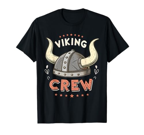 Wikinger Crew Lustige Geburtstag Passende Wikinger Party Kinder Junge T-Shirt von Vintage Big Viking Helmet Warrior Team Costume