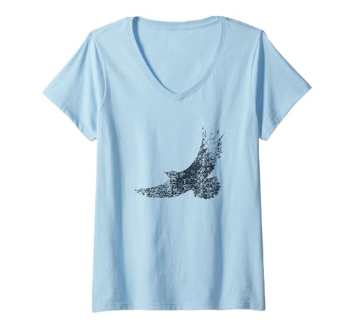Damen Adler – Vintage Adler Design – bemalter Adler T-Shirt mit V-Ausschnitt von Vintage Bird Lover Apparel