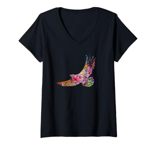 Damen Adler – Vintage Adler Design – bemalter Weißkopfseeadler T-Shirt mit V-Ausschnitt von Vintage Bird Lover Apparel