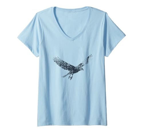 Damen Vintage Hawk Design - Painted Hawk - Red Tail Hawk T-Shirt mit V-Ausschnitt Damen Vintage Hawk Design - Painted Hawk - Red Tail Hawk T-Shirt mit V-Ausschnitt von Vintage Bird Lover Apparel