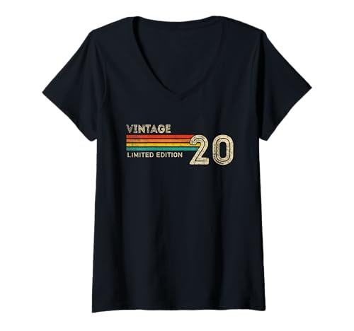 Damen Vintage 2020 Limited Edition Birthday 2020 Men Women Vintage T-Shirt mit V-Ausschnitt Damen Vintage 2020 Limited Edition Birthday 2020 Men Women Vintage T-Shirt mit V-Ausschnitt von Vintage Birthday Born Idea Classic Year Old Store