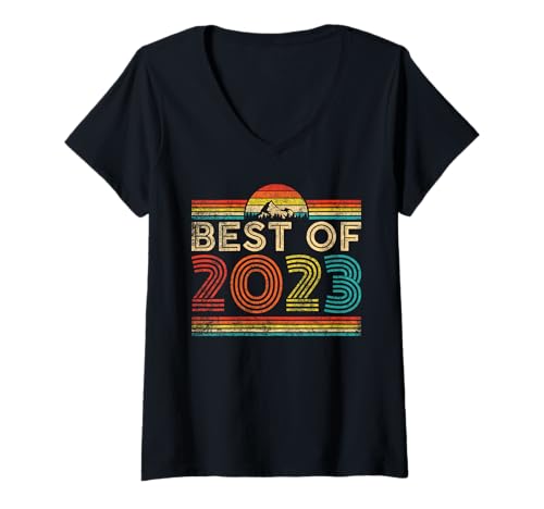 Damen Best Of 2023 Vintage Year 2023 Classic Birthday Men Women T-Shirt mit V-Ausschnitt Damen Best Of 2023 Vintage Year 2023 Classic Birthday Men Women T-Shirt mit V-Ausschnitt von Vintage Birthday Classic Idea Retro Year Store