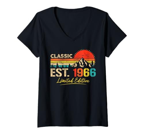 Damen Classic Est. 1966 Limited Edition Vintage Year 1966 Birthday T-Shirt mit V-Ausschnitt von Vintage Birthday Classic Idea Retro Year Store